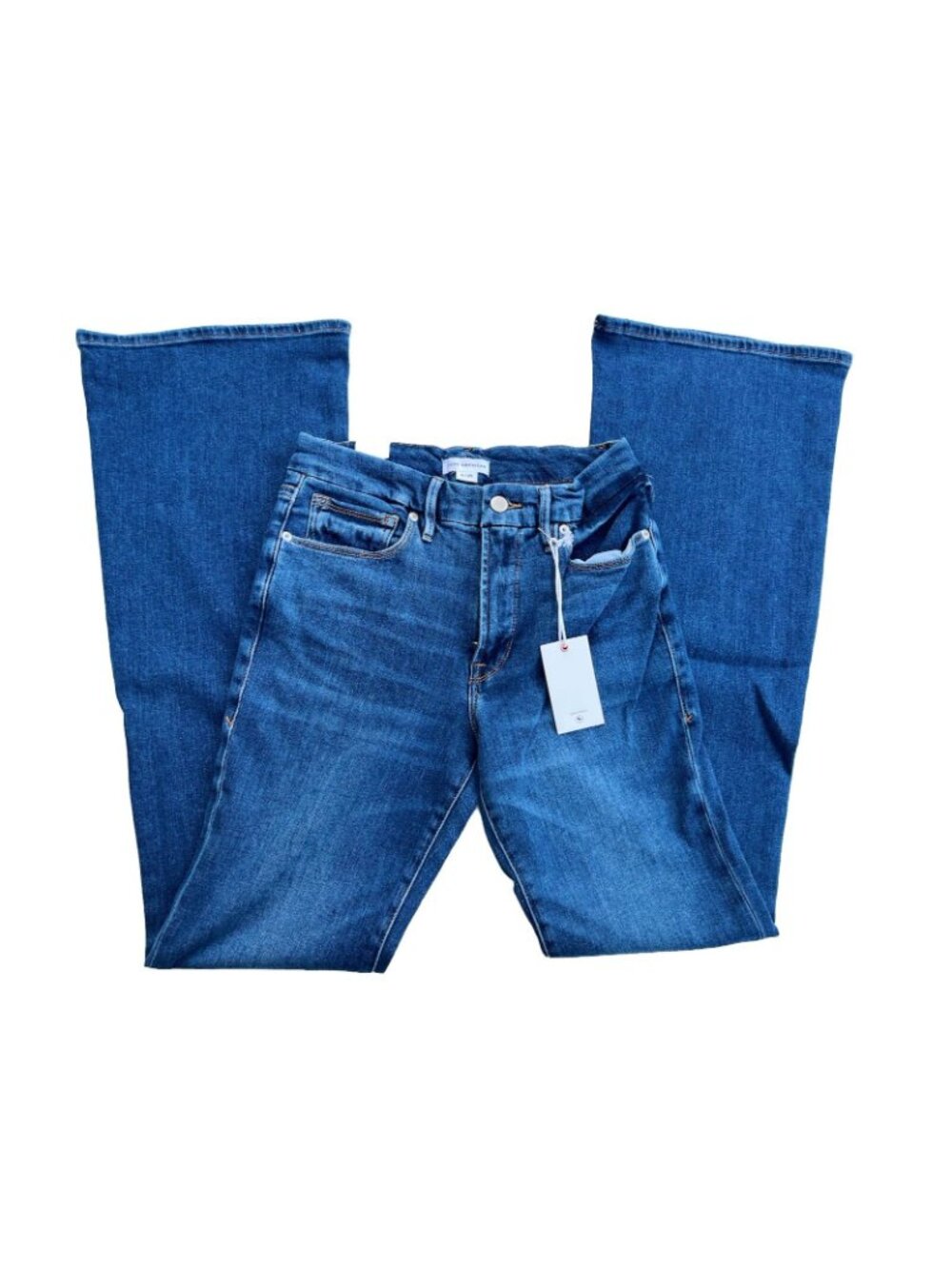 Good American Good Legs Flare Jeans Sz 4 15 NWT Cashmere Blend High Rise - Picture 6 of 15